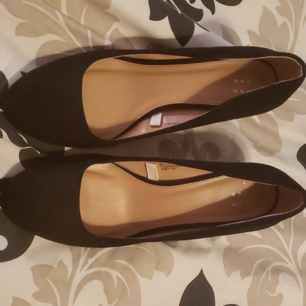 A New Day Black Suede Wedges